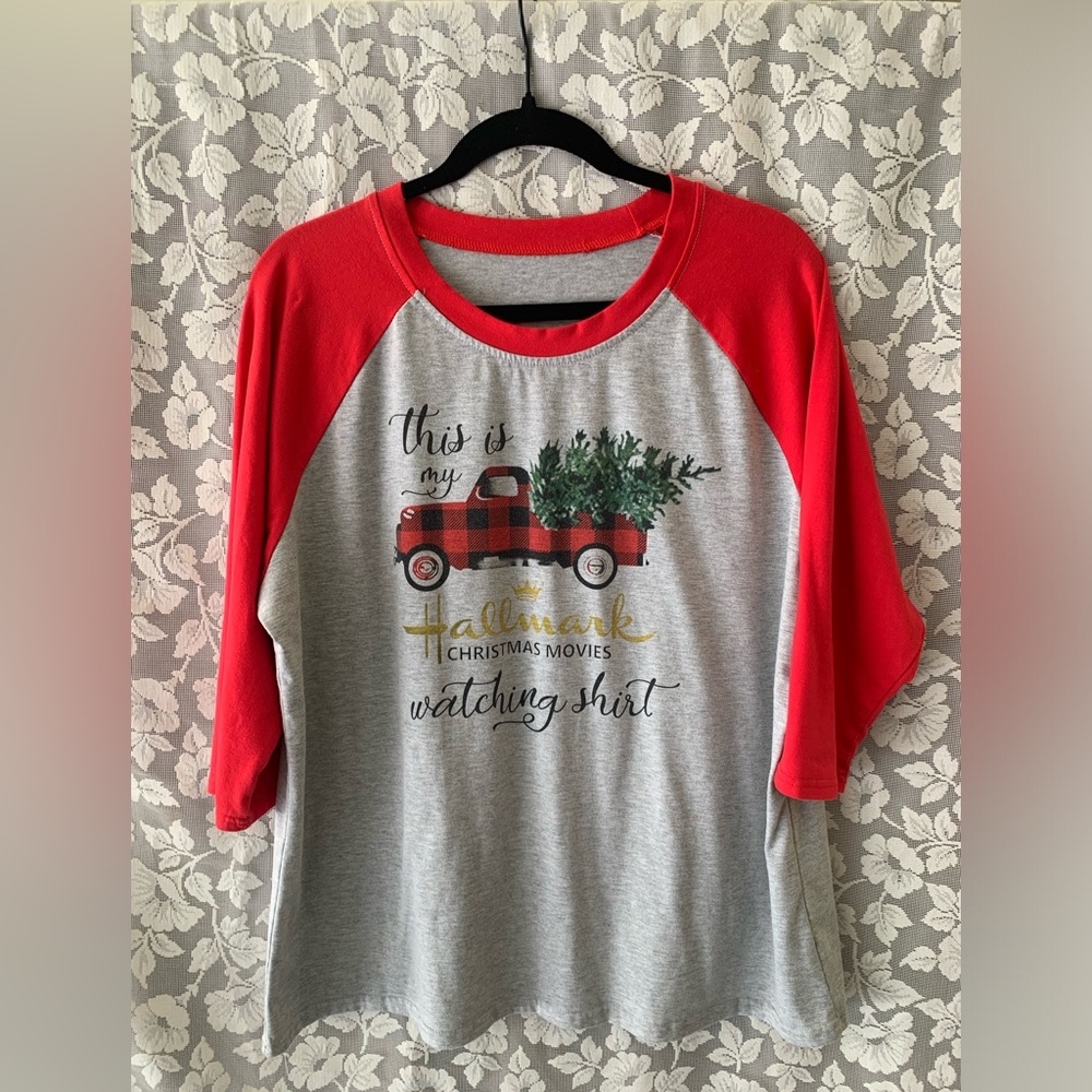 Red and Gray Christmas Graphic Shirt